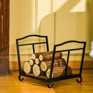 Porte-bûches contemporain en fer Design moderne minimaliste pour les appartements urbains chics avec intérieur propre et cheminées Matériau métallique - Product Image 1