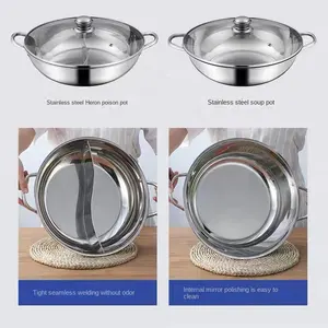 Hot Sale Easy Clean Stainless Steel Hot Pot Shabu Two-Flavored Induction Cooking Pot For Family / Hot Pot