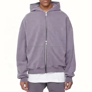 High quality Y2K zip up hoodie oversized custom vintage acid wash zip hoodie double two <b>pullers</b> zipper hoodie - Product Image 1