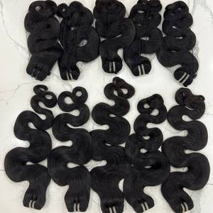 Venta al por mayor BODY WAVE NATURAL NEGRO CRUDO ÚNICO DONANTE CUTÍCULA ALINEADO EXTENSIONES HUMANAS VIETNAMITAS SUPER DOBLE TRAMA DE PIEL REMY - Product Image 3