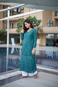 Top de verano de tendencia de diseñador elegante con Bordado de hilo de algodón y Ropa Étnica Plazo a juego para mujer - Product Image 2