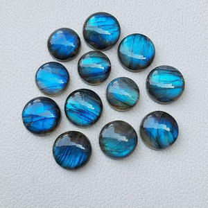 Labradorite bleue, forme ronde, cabochon, pierre précieuse de labradorite en vrac, prix de gros, forme ronde, pierre précieuse en vrac, prix de gros - Product Image 3