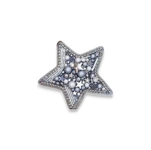 Étoile et lune Broches brodées à la main blanches Broches à la mode faites à la main Bullion Wire Beaded Fashion Brooch - Product Image 5