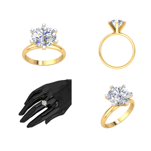 Anillo de diseño clásico de oro macizo de 18 quilates para mujer 2.55Cts VS Clarity Lab Grown Diamond EF Color Jewelry para bodas - Product Image 2