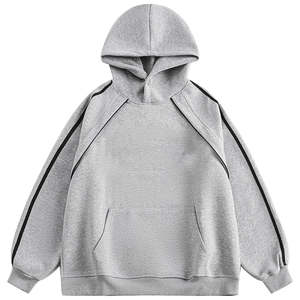 Sweat à capuche oversize gris personnalisé avec logo pour homme, sweat à capuche décontracté en molleton 100% coton pour unisexe - Product Image 1