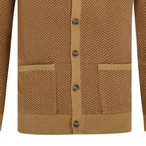 100% High Quality Cotton Brown Plain <b>Cardigan</b> Sweater Breathable Anti-Wrinkle Anti-Shrink Customizable Logo on Front for Winter - Product Image 3