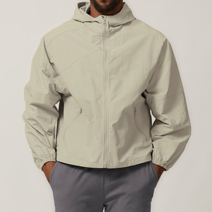 Men Outdoor Hooded <b>Windbreaker</b> Zipper up Long Sleeves Pockets Hiking <b>Camping</b> Coat Leisure Outfit Sport Polyester Men's Jacket - Product Image 1