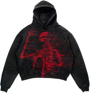Sweat à capuche d'hiver pour homme, coupe classique, 100% coton, grammage élevé, délavé, style vintage, avec fermeture éclair et logo personnalisé - Product Image 1