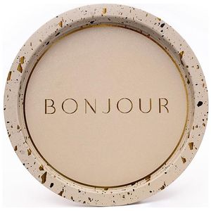 ถาดโลหะโบราณวินเทจ 370 มม. ลายเทอร์ราซโซ่ สีครีม เป็นมิตรกับสิ่งแวดล้อม ทำจากทองเหลืองและเหล็ก สำหรับเสิร์ฟอาหาร ตกแต่งสไตล์วินเทจ คอนเทนซาน - Product Image 1