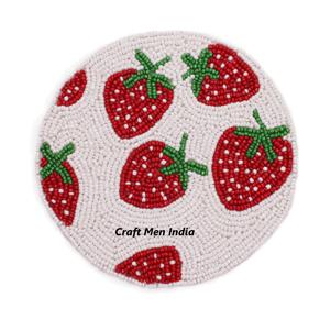Hot Selling Customized Size seed Beaded Coaster Round Sublimation Cork Coasters <b>for</b> Drinks Colorful Coaster in various design - Product Image 6