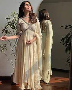 Hermoso Vestido Anarkali de Diseñador Indio Pakistaní, Tela Georgette, Trabajo Chikankari Elegante, para Fiestas, Bodas, Casual, Tradicional, Ropa de Mujer - Product Image 1