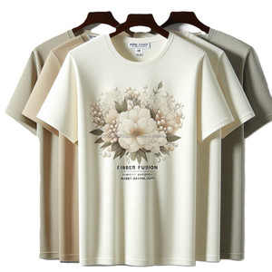 T-shirts blancs décontractés pour hommes 100% coton à manches courtes, motifs imprimés unis et durables avec col en O, col en V, options de taille plus - Product Image 4