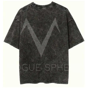 Camiseta de Hip Hop lavada con piedra en blanco de alta calidad Unisex al por mayor camiseta de gran tamaño 100% de algodón lavada con ácido camiseta Vintage personalizada - Product Image 5