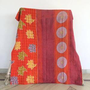 100% edredón de algodón Kantha Vintage orgánico 55*85 pulgadas hecho a mano India Lino lanza suave cómodo 100% mantas orgánicas portátiles - Product Image 6