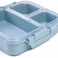 Boîte à lunch en plastique 1,5 L, 3 compartiments, compatible micro-ondes, anti-fuite, conteneur alimentaire Bento CPC pour le bureau, l'école, le camping