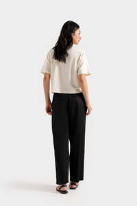 T-shirts à manches courtes à col montant en crème respirant pour femmes personnalisés de haute qualité 100% coton T-shirt pour femmes Streetwear minimaliste - Product Image 2