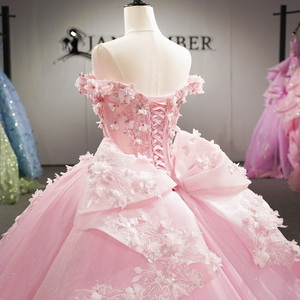 Dy6957 <b>Pink</b> Chiffon Quinceanera <b>Dress</b> <b>Puffy</b> Ball Gown Natural Anti-static Appliques Sweetheart Neck Vintage Train Prom Wedding - Product Image 4