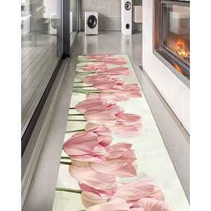 Alfombras de tulipanes rosas, alfombra estampada, diseño botánico moderno, alfombra antideslizante, alfombra fina no tejida - Product Image 4