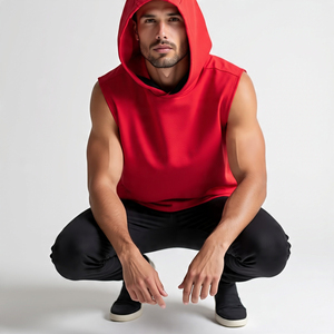 Oversize Pullover Sleeveless Tank Hood Men's <b>Jogging</b> Running Hoodie Mens Workout Fitness Wear Sleeveless Hood Tank Top - Product Image 2