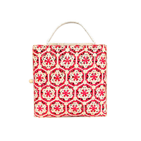 Cesta de Almacenamiento Tejida de Mimbre de Alta Calidad, Hecha a Mano, Ecológica, Estilo Vintage, Forma Cuadrada, con Forro de Fibra de Bambú y Decoración Floral