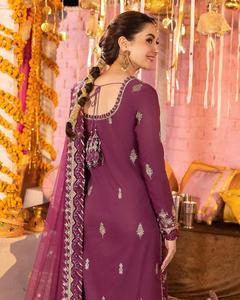 Salwar kameez costume designer indien pakistanais vente chaude nouveau top design cou brodé imprimé robe pelouse Kurti collection - Product Image 4