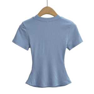 เสื้อครอปสำหรับผู้หญิงเสื้อครอปคอลูกเรือแขนสั้นรุ่นพื้นฐานสำหรับ2025 - Product Image 2