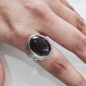 Bague en argent sterling 925 pour homme, avec pierre précieuse naturelle quartz fumé, pierre de naissance de avril, toutes tailles, bijoux de fête arabe, vente en gros - Product Image 5