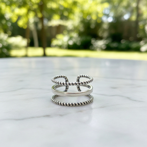 Minimalist Adjustable Layered Silver <b>Ring</b> Double Band Twist <b>Open</b> <b>Ring</b> for Women - Product Image 3