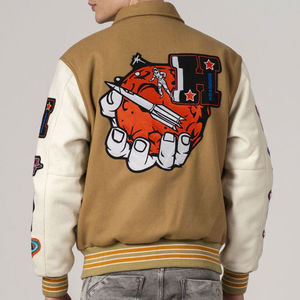 เสื้อแจ็กเก็ตผ้ากำมะหยี่ปักโลโก้สำหรับผู้ชายเสื้อแจ็กเก็ตขนสัตว์ทีมโรงเรียนดีไซน์ของคุณเอง - Product Image 3