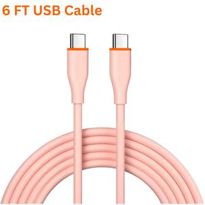 Mejor cable USB C de 6 pies y 20W con carga rápida PD para dispositivos tipo C, teléfono, portátil, sincronización y carga, color rosa, con revestimiento duradero de TPE. - Product Image 4