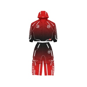 Chándal Cortavientos de Alta Calidad con Pantalones Acampanados y Chaqueta con Cremallera, 100% Nailon, Líneas Reflectantes, Chándal Cortavientos para Hombre - Product Image 2