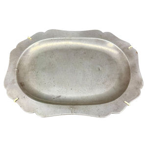 Plato Redondo de Aluminio Vintage para Servir con Asas con Diseño de Hojas Ornamentales para Decoración del Hogar, Hotel, Bodas, Fiestas y Eventos en Oferta - Product Image 4