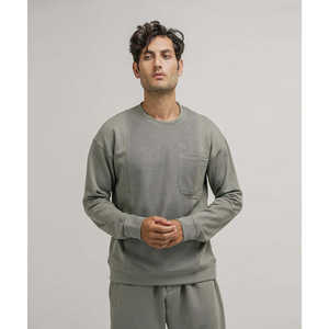 เสื้อสเวตเชิ้ตผู้ชายผ้าฝ้ายเฟรนช์เทอร์รี่ 100% แบบกลับด้านได้ สีโนเบิลและสีเขียวเซจ สำหรับฤดูหนาว - Product Image 3