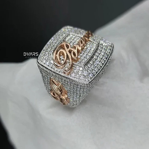 Anillo Personalizado con Letra en Dos Tonos de Moissanita, Estilo Hip Hop, Regalo Brillante, Plata de Ley Chapada en Oro, para Bodas, Fiestas, Raperos - Product Image 4