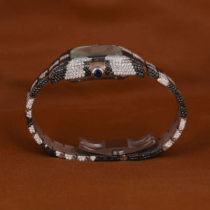 Montre à quartz pour homme en or 18 carats plaqué or avec diamants moissanite complets, design attrayant, montre à quartz sertie de strass pour homme - Product Image 3