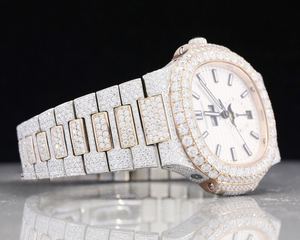 Directo de fábrica de lujo de acero inoxidable analógico diamante reloj tamaño personalizado VVS claridad Moissanite efecto helado vidrio moda negocios - Product Image 4