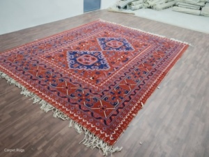 พรมแดง8x11สำหรับบ้านห้องนอนสำนักงานพรมสไตล์วินเทจทันสมัยทันสมัยดีไซน์เรขาคณิตโบราณออกแบบได้ตามต้องการ - Product Image 4