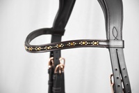 Equipo Ecuestre de Diseño Moderno, Brida de Doma de Cuero Patentado de Primera Calidad, Personalizable con Logotipo, Color Negro, Horsekraft