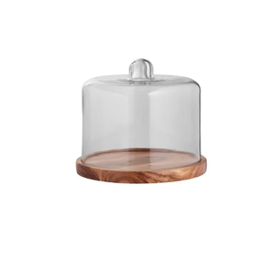 Wood <b>Cupcake</b> Cake Server Platter Wholesale Exporter New Design Handmade Wood and Glass Cake <b>Stand</b> - Product Image 1