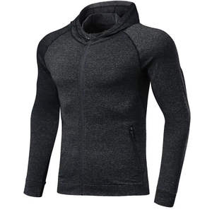 Sweat à capuche compressif pour homme, motif uni, sweat à capuche en tissu tricoté, streetwear d'automne - Product Image 6