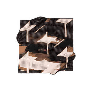 Vintage 100% Silk Square Scarf-Black Crepe Satin with Geometric Pattern - Product Image 1