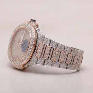 Reloj de lujo para hombre Hip Hop Iced Out Full Diamond Gold Dial Reloj de pulsera Movimiento de cuarzo 16mm Ancho de banda para negocios Moda - Product Image 5