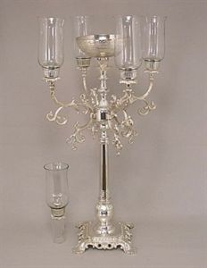 Candélabre moderne à 5 bras en métal aluminium argenté fait à la main Centre de table de mariage Bougeoirs chauffe-plat Décoration d'événement - Product Image 5