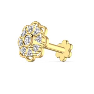 หมุดเจาะจมูกเพชรธรรมชาติสีขาวโรสโกลด์สีเหลืองทองหรูหรา14K ของขวัญงานหมั้นงานแต่งงานดีไซน์ทันสมัย - Product Image 3