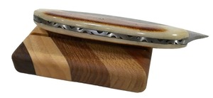 Couteau Ulu à lame unique Couteau à hacher en acier damas Couteau Ulu à vendre avec couverture en cuir - Product Image 4