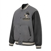 Veste de baseball décontractée en laine grise, style tendance, personnalisable avec logo, marque privée, grandes tailles, pour homme, idéale pour l'école