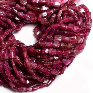 Vente en gros de perles rectangulaires en tourmaline rose naturelle, fournitures de fabrication de bijoux faites main lisses - Product Image 6