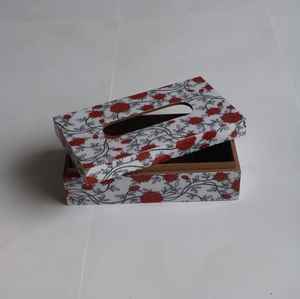 Support de boîte à mouchoirs en bois pour la maison et le bureau Organisateur de bureau décoratif de conception de grain de bois naturel - Product Image 5