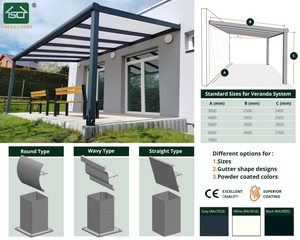 <span class=keywords><strong>Toit</strong></span> de terrasse en aluminium de luxe homologué CE, Terrasoverkapping, couvertures de patio, véranda, Power RAL 7016 9016 9005, protection solaire extérieure - Product Image 2