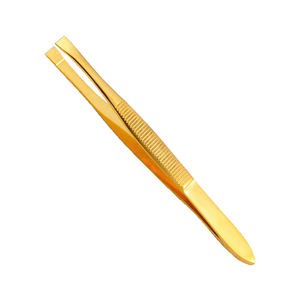 Pinzas para cejas chapadas en oro, Mini pinzas de uso Personal de belleza, pinzas de acero inoxidable, Kit de belleza, herramientas, desplumadoras de belleza para el cabello - Product Image 1